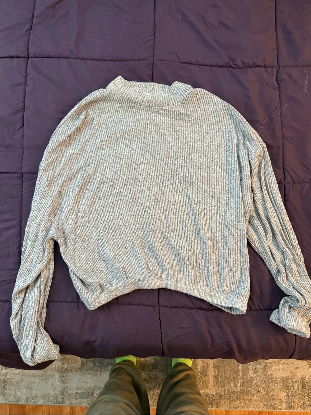 Light Gray Ribbed Mock Neck Women's Sweater